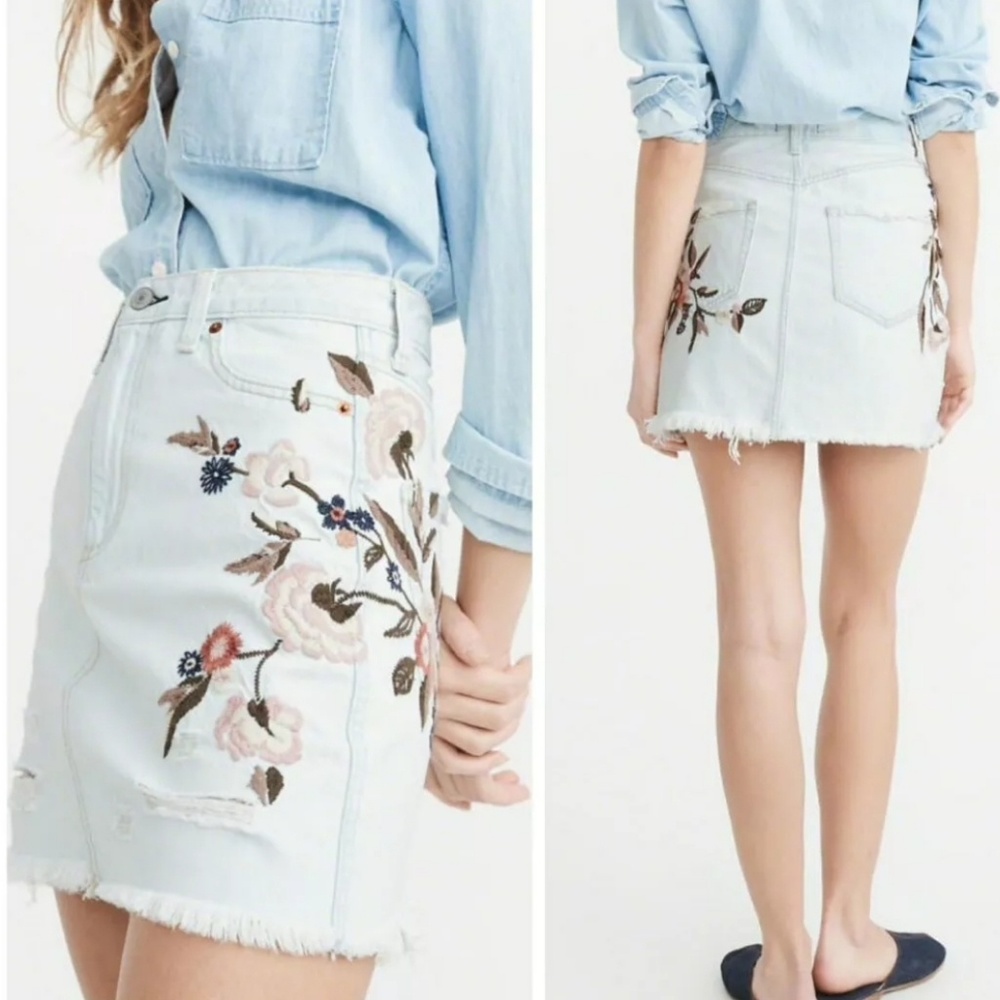 Embroidered Denim Skirt